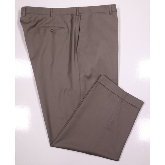 Ermenegildo Zegna Current Solid Light Brown Flat Front Wool Dress Pants 42x28 - Picture 1 of 9